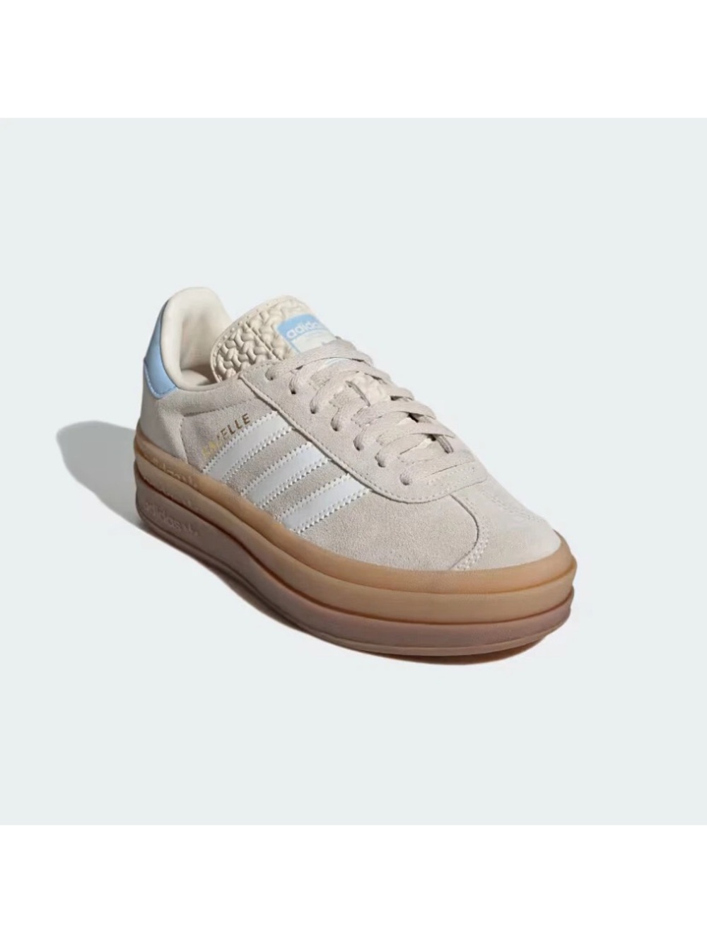 Adidas Bold Wonder Gazelle Beige Suede Sneakers with a Stacked Gum Sole - SZ 8.5 - Picture 14 of 15